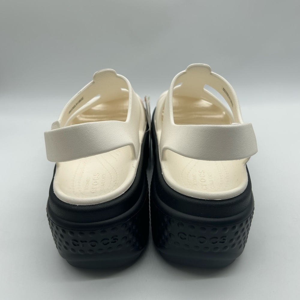 Crocs Women’s Platform Sandals Size 9 White Black Chunky Comfort New With Tag - Picture 8 of 12